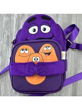 Purple EUC Loungefly McDonalds Grimace Fuzzy Cosplay Crossbody Bag Rare Nuggets